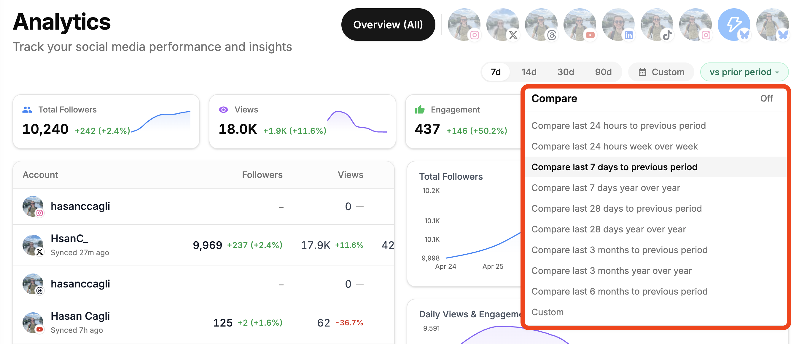 Compare any two periods in Analytics