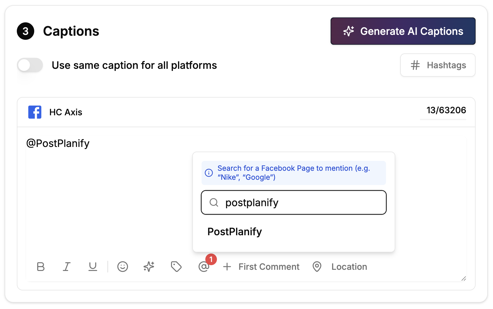 Facebook Page Mentions